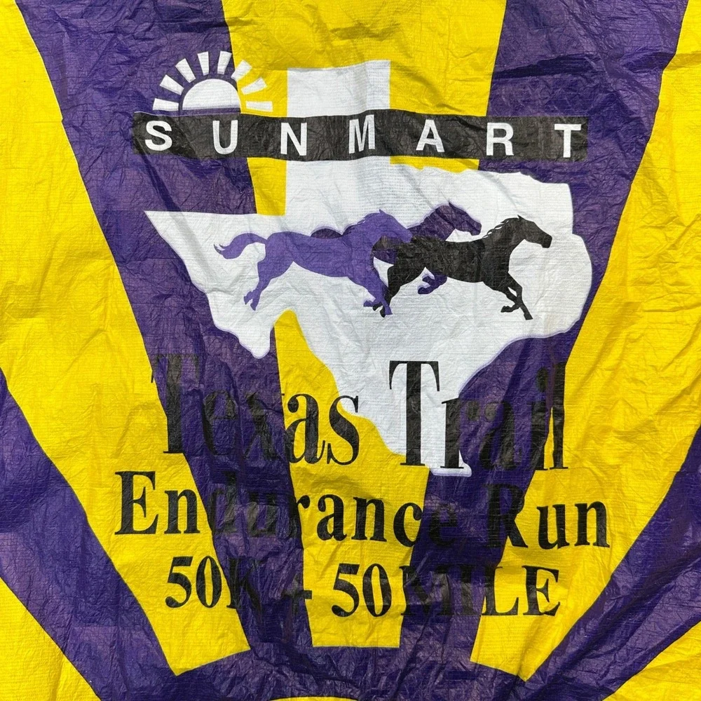 Vintage 90s Texas Trail Tyvek Endurance Run‎ Jacket Purple Yellow Sun Horse Sz L